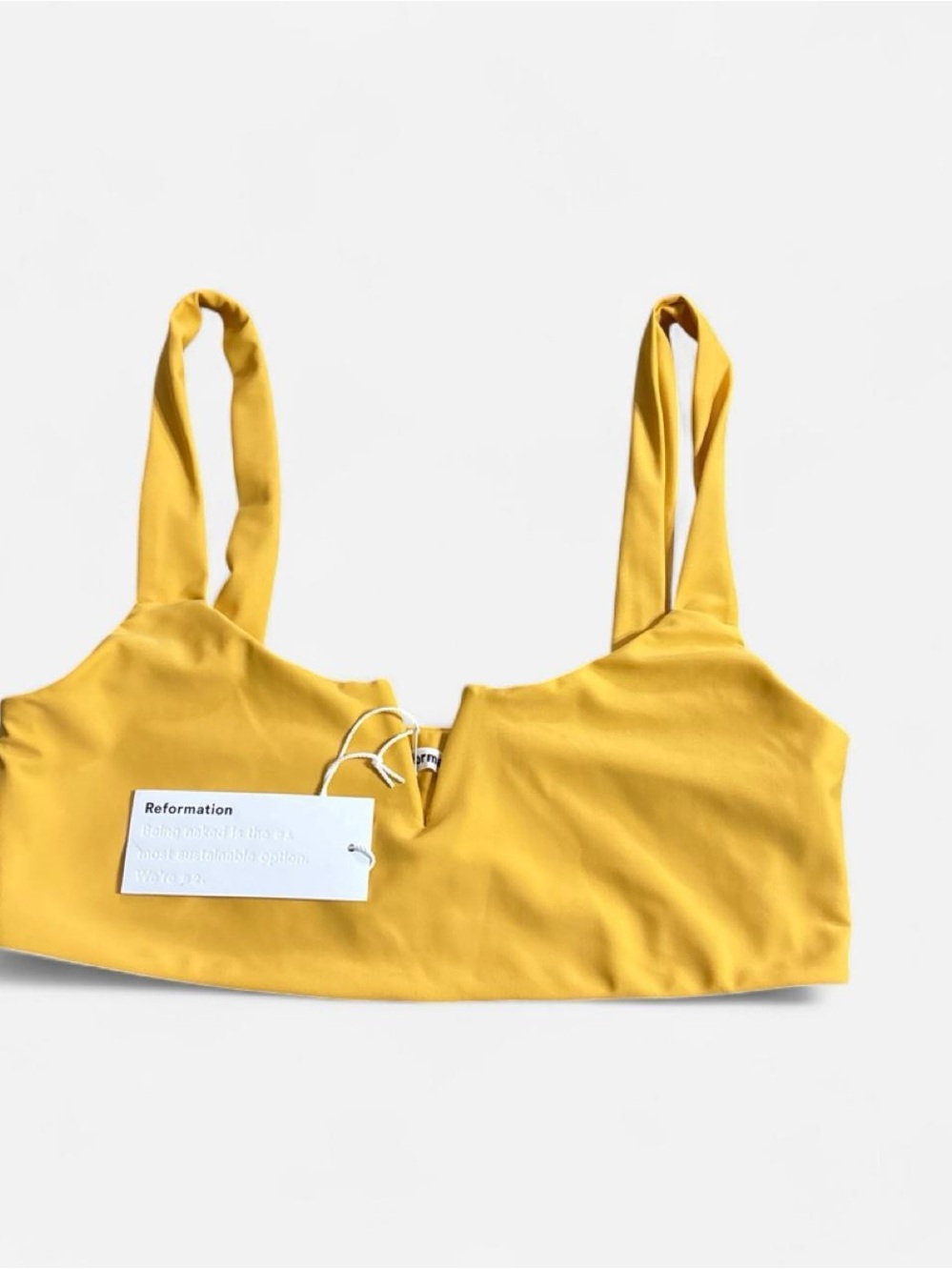 NWT Reformation Costa Bikini Top Mustard Yellow / Okra Square-Neck